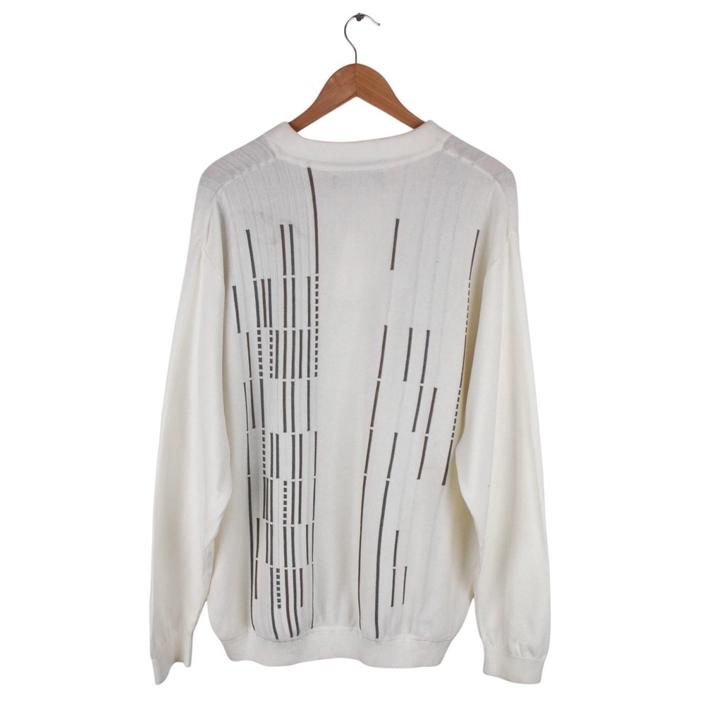 Vintage St. Croix Mens Knit Polo Sweater White Abstract Pattern Size XXL - Picture 4 of 5